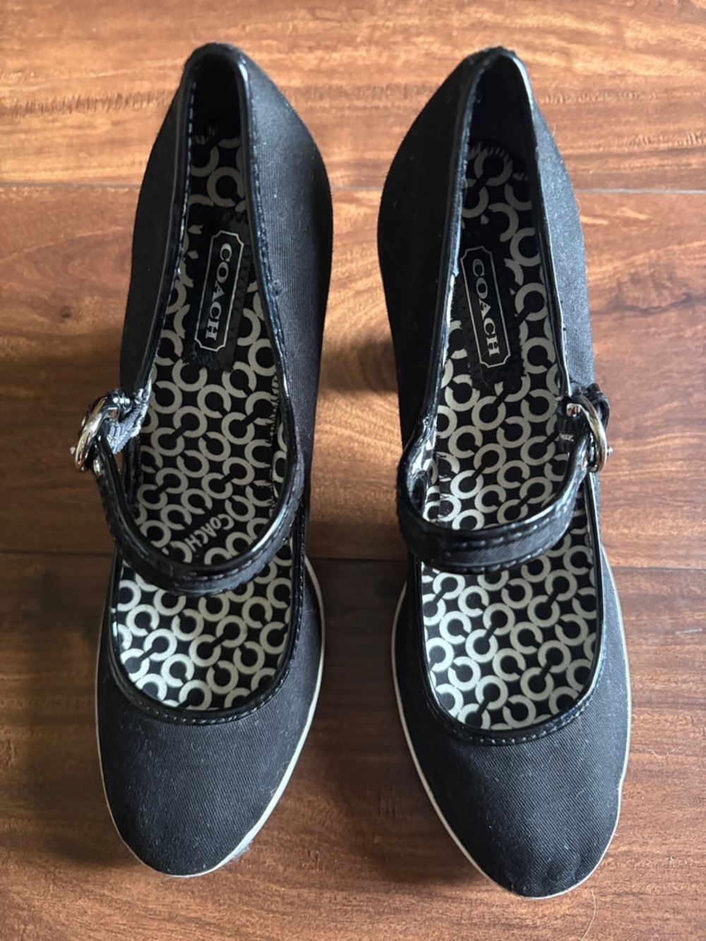 Coach Black and White Mary Jane Platform Pumps - Picture 4 of 9
